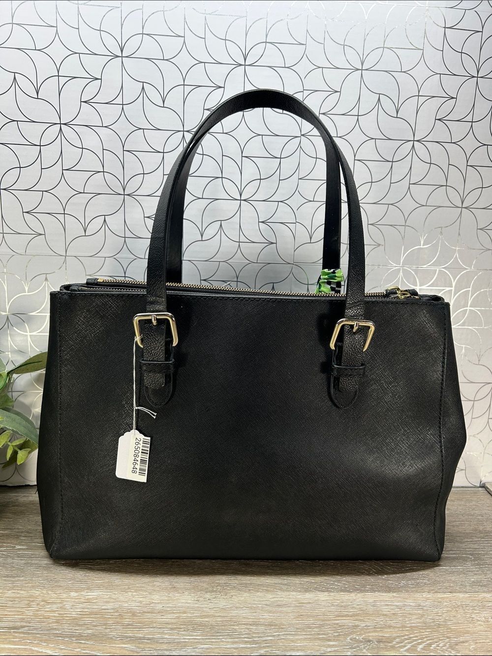 4648 Kate Spade Black Leather Tote Bag 265084648 - Picture 2 of 11